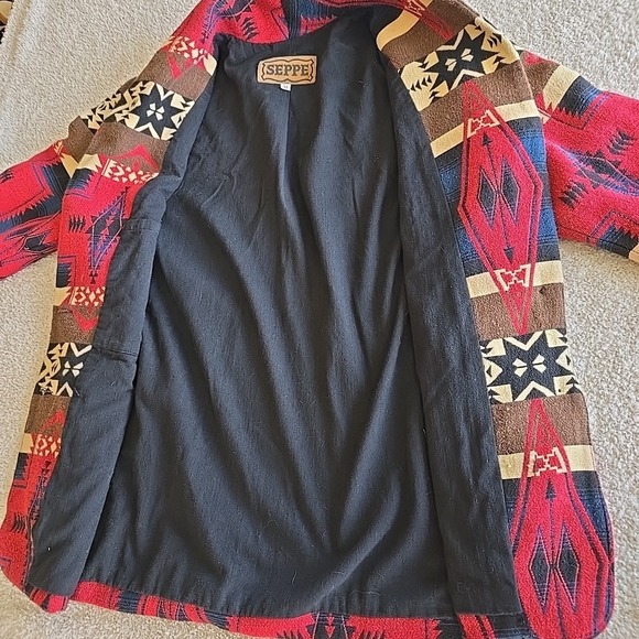 Vintage Seppe Southwestern Navajo Aztec Blanket Style Blazer Jacket Made USA M - Picture 14 of 16